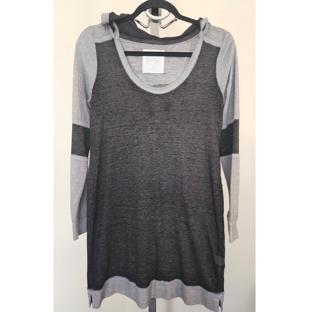 Jessica Simpson Active Women Gray Colorblock Hooded Tunic Sweatshirt‎ Dress M